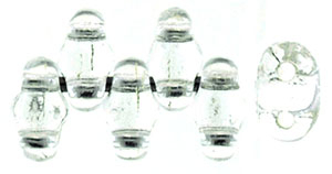 Crystal Silver Lined Transparent MiniDuos | Czech 2 x 4mm 2 Hole Glass MiniDuo Seed Beads