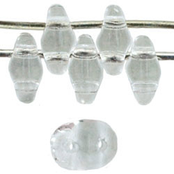 Czech SuperDuo Glass Seed Bead - Crystal Clear - Transparent Finish | 2 x 5mm 2 Hole SuperDuos