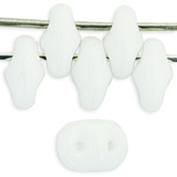 Czech SuperDuo Glass Seed Bead - White - Opaque Finish | 2 x 5mm 2 Hole SuperDuos