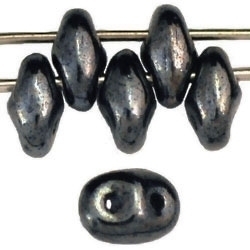 Czech SuperDuo Glass Seed Bead - Hematite - Metallic Finish | 2 x 5mm 2 Hole SuperDuos