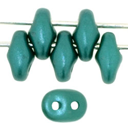 Teal SuperDuos with Pearlescenet Finish | Czech 2 x 5mm 2 Hole Glass SuperDuo Seed Beads