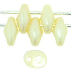Cream SuperDuos with Pearlescent Finish | Czech 2 x 5mm 2 Hole Glass SuperDuo Seed Beads