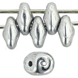 Czech SuperDuo Glass Seed Bead - Silver - Metallic Finish | 2 x 5mm 2 Hole SuperDuos