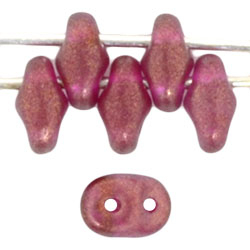 Madder Rose SuperDuos with Halo Coating | Czech 2 x 5mm 2 Hole Glass SuperDuo Seed Beads