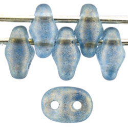 Shadows Blue SuperDuos with Halo Coating | Czech 2 x 5mm 2 Hole Glass SuperDuo Seed Beads