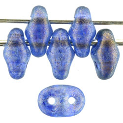 Ultramarine Blue SuperDuos with Halo Coating | Czech 2 x 5mm 2 Hole Glass SuperDuo Seed Beads