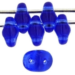 Czech SuperDuo Glass Seed Bead - Sapphire Blue - Transparent Finish | 2 x 5mm 2 Hole SuperDuos