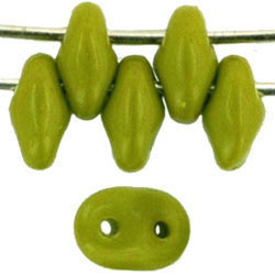Czech SuperDuo Glass Seed Bead - Olive - Opaque Finish | 2 x 5mm 2 Hole SuperDuos