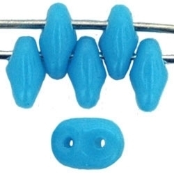 Czech SuperDuo Glass Seed Bead - Blue Turquoise - Opaque Finish | 2 x 5mm 2 Hole SuperDuos