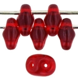 Czech SuperDuo Glass Seed Bead - Siam Ruby Red - Transparent 