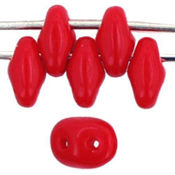 Czech SuperDuo Glass Seed Bead - Red - Opaque Finish | 2 x 5mm 2 Hole SuperDuos
