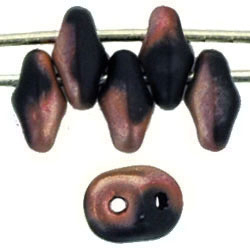 Czech SuperDuo Glass Seed Bead - Matte Jet - Apollo Finish | 2 x 5mm 2 Hole SuperDuos