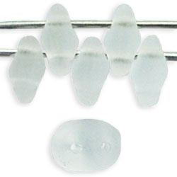 Czech SuperDuo Glass Seed Bead - Crystal Clear - Matte Transparent Finish | 2 x 5mm 2 Hole SuperDuos