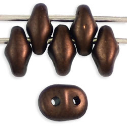 Czech SuperDuo Glass Seed Bead - Dark Bronze - Matte Finish | 2 x 5mm 2 Hole SuperDuos