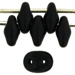 Czech SuperDuo Glass Seed Bead - Jet - Opaque Matte Finish | 2 x 5mm 2 Hole SuperDuos