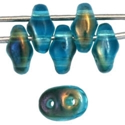 Czech SuperDuo Glass Seed Bead - Twilight Aquamarine - Transparent Luster Finish | 2 x 5mm 2 Hole SuperDuos