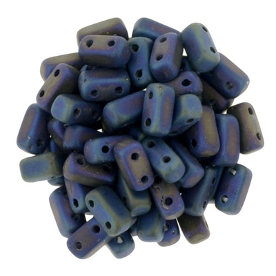CzechMate Brick Seed Beads - Blue Iris - Matte Iridescent Finish | 3 x 6mm 2 Hole CzechMate Bricks