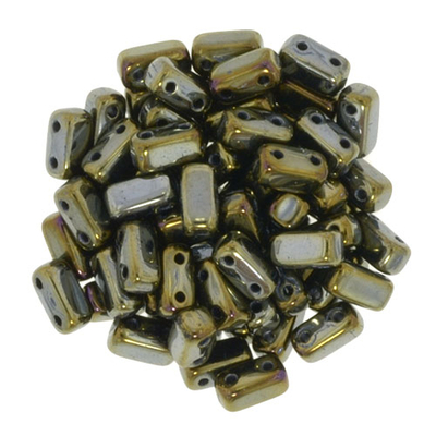 CzechMate Brick Seed Beads - Brown Iris - Iridescent Finish | 3 x 6mm 2 Hole CzechMate Bricks