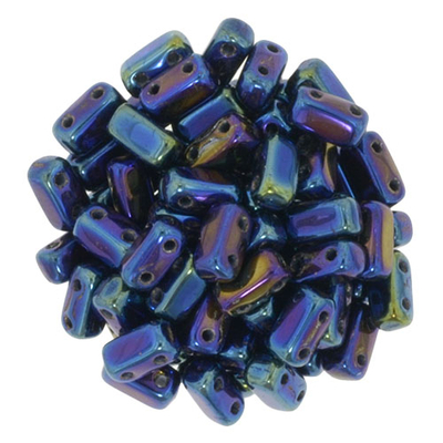 CzechMate Brick Seed Beads - Blue Iris - Iridescent Finish | 3 x 6mm 2 Hole CzechMate Bricks