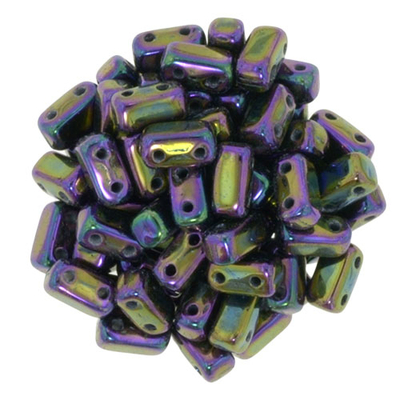 CzechMate Glass Seed Beads - Purple Iris - Iridescent Finish | 3 x 6mm 2 Hole CzechMate Bricks