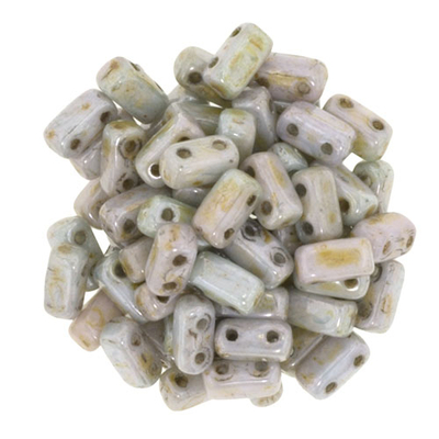 CzechMate Brick Seed Beads - Pale Green Ultra Opaque Luster | 3 x 6mm 2 Hole CzechMate Bricks