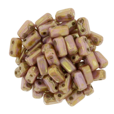 CzechMate Glass Seed Beads - Rose Gold Topaz  Opaque Luster | 3 x 6mm 2 Hole CzechMate Bricks