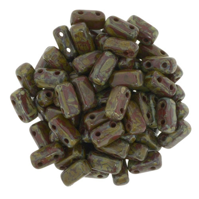 CzechMate Glass Seed Beads - Umber Picasso | 3 x 6mm 2 Hole CzechMate Bricks