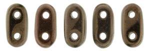 CzechMate Bar Seed Beads - Dark Bronze - Metallic Iridescent Finish | 2 x 6mm 2 Hole CzechMate Bars