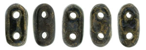 CzechMate Bar Seed Beads - Jet - Bronze Picasso Finish | 2 x 6mm 2 Hole CzechMate Bars