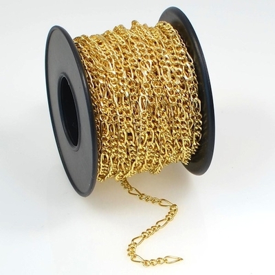2.3mm Gold Plate Figaro Chain | Gold Plated Base Metal Chains for Making Jewelry