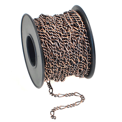 2.3mm Wide Antique Copper Plate Figaro Chain | Metal Chains for Jewelry-making
