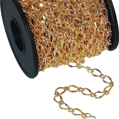 5mm Gold Plate Hammered Long & Short Chain | Gold Plated Base Metal Chains for Making Jewelry