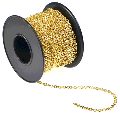 2.1 mm Wide Gold Plate Cable Chain | Metal Chains for Jewelry-making