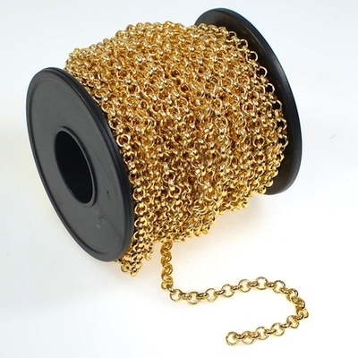 3.9mm Gold Plate Rollo Belcher Chain | Gold Plated Base Metal Chains for Making Jewelry