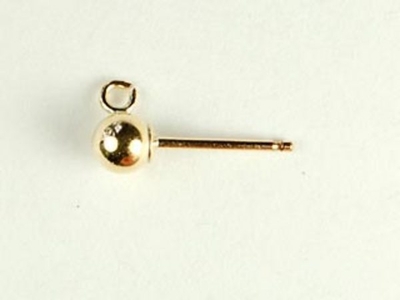 4mm Ball with Ring Earpost - 14k Goldfill Finish | Earring Findings