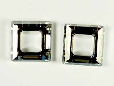 Swarovski Crystal 14mm Square Ring 4439 - Crystal Silver Shade CAL Silver - Half Coat Finish