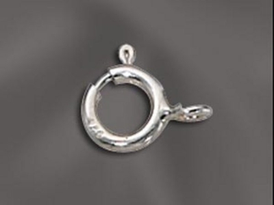 6mm Springring with Soldered Ring Clasp - Sterling Silver - 12 Pack | Metal Jewelry Clasps | Findings