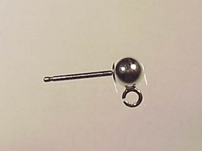 4mm Ball with Ring Ear Post - Sterling Silver | Silver Earring Findings