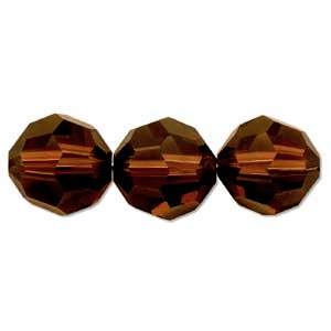 Swarovski Crystal 8mm Round Bead 5000 - Mocca - Reddish Brown - Transparent Finish