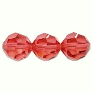 Swarovski Crystal 8mm Round Bead 5000 - Padparadscha - Bright Peachy Pink - Transparent Finish