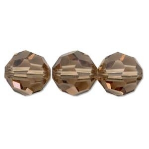 Swarovski Crystal 8mm Round Bead 5000 - Light Smoked Topaz - Brown - Transparent Finish