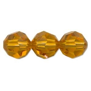 Swarovski Crystal 8mm Round Bead 5000 - Topaz - Gold - Transparent Finish
