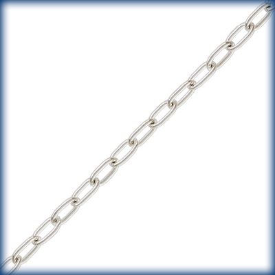 1.45mm Wide Sterling Silver Long Oval Cable Chain | Sterling Silver Chains for Making Jewelry