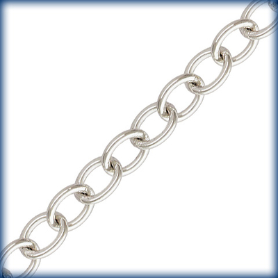 3.25mm Wide Sterling Silver Oval Link Cable Chain | Sterling Silver Chains for Making Jewelry