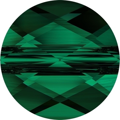 Swarovski Crystal 8mm Faceted Flat Mini Round Bead 5052 - Emerald Green - Transparent Finish