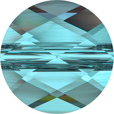 Swarovski Crystal 6mm Faceted Flat Mini Round Bead 5052 - Light Turquoise - Transparent Finish