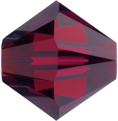 Swarovski Crystal 3mm Bicone Bead 5328 - Ruby - Dark Fuchsia Pink - Transparent Finish