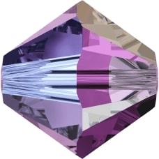 Swarovski Crystal 4mm Bicone Bead 5328 - Amethyst AB 2X - Dark Purple - Transparent Double Iridescent Finish