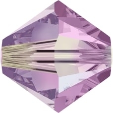 Swarovski Crystal 4mm Bicone Bead 5328 - Light Amethyst AB 2X - Light Purple - Transparent Double Iridescent Finish