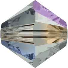Swarovski Crystal 4mm Bicone Bead 5328 - Black Diamond AB 2X - grey - Transparent Double Iridescent Finish